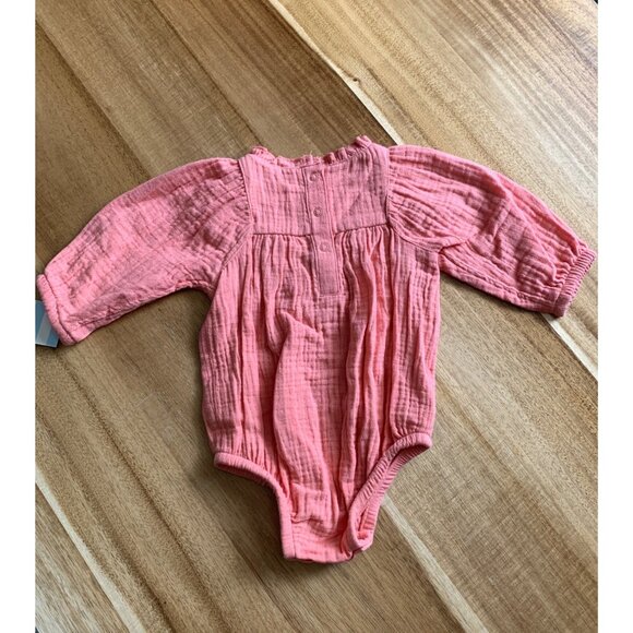 Cat & Jack Baby Girls Dusty Coral Long-Sleeve Bodysuit Romper - Picture 4 of 10